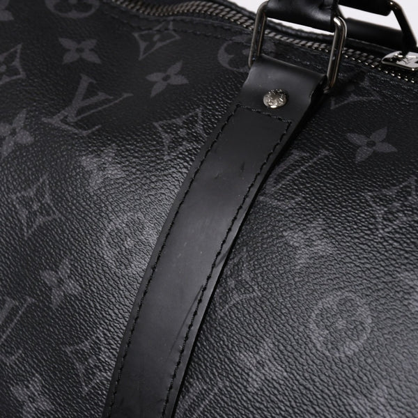 Very good condition LOUIS VUITTON Keepall Bandouliere 45 M40569 Monogram Eclipse Canvas Black Leather Used 4a006072