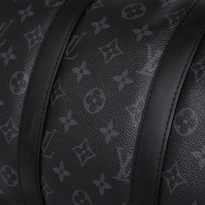 Very good condition LOUIS VUITTON Keepall Bandouliere 45 M40569 Monogram Eclipse Canvas Black Leather Used 4a006072