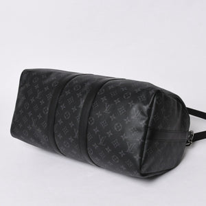 Very good condition LOUIS VUITTON Keepall Bandouliere 45 M40569 Monogram Eclipse Canvas Black Leather Used 4a006072