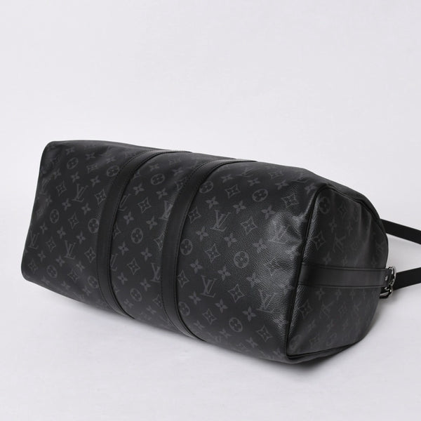 Very good condition LOUIS VUITTON Keepall Bandouliere 45 M40569 Monogram Eclipse Canvas Black Leather Used 4a006072