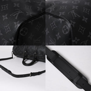 Very good condition LOUIS VUITTON Keepall Bandouliere 45 M40569 Monogram Eclipse Canvas Black Leather Used 4a006072