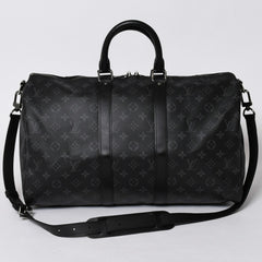 Very good condition LOUIS VUITTON Keepall Bandouliere 45 M40569 Monogram Eclipse Canvas Black Leather Used 4a006072