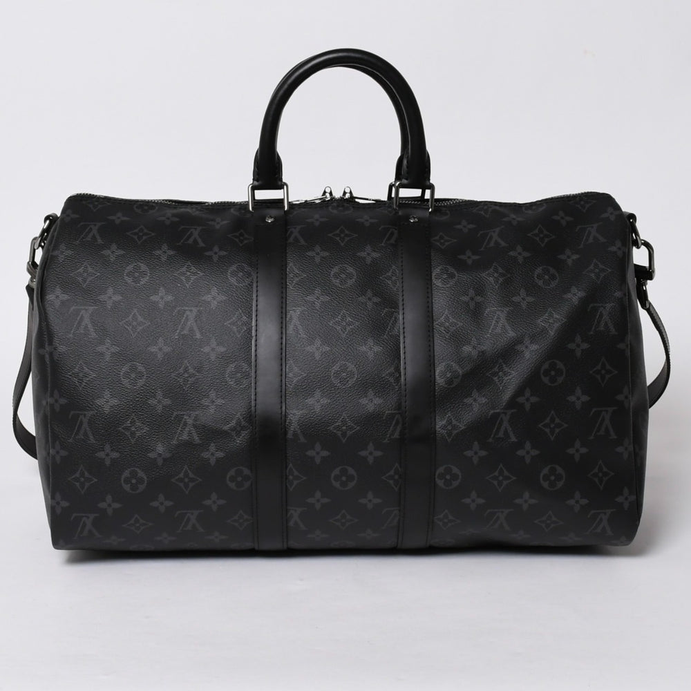 極美品 LOUIS VUITTON ルイヴィトン キーポルバンドリエール45 M40569 モノグラムエクリプスキャンバス ブラック レザー 中古 4a006072