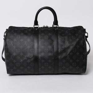 Very good condition LOUIS VUITTON Keepall Bandouliere 45 M40569 Monogram Eclipse Canvas Black Leather Used 4a006072