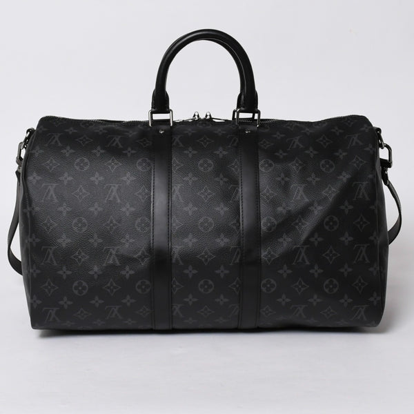 Very good condition LOUIS VUITTON Keepall Bandouliere 45 M40569 Monogram Eclipse Canvas Black Leather Used 4a006072