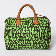 画像をギャラリービューアに読み込む, LOUIS VUITTON ルイヴィトン スピーディ30 ハンドバッグ M93706 モノグラム グラフィティ グリーン PVC レザー 美品 中古 4a006017