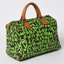 画像をギャラリービューアに読み込む, LOUIS VUITTON ルイヴィトン スピーディ30 ハンドバッグ M93706 モノグラム グラフィティ グリーン PVC レザー 美品 中古 4a006017