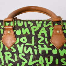画像をギャラリービューアに読み込む, LOUIS VUITTON ルイヴィトン スピーディ30 ハンドバッグ M93706 モノグラム グラフィティ グリーン PVC レザー 美品 中古 4a006017