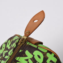 画像をギャラリービューアに読み込む, LOUIS VUITTON ルイヴィトン スピーディ30 ハンドバッグ M93706 モノグラム グラフィティ グリーン PVC レザー 美品 中古 4a006017