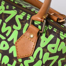 画像をギャラリービューアに読み込む, LOUIS VUITTON ルイヴィトン スピーディ30 ハンドバッグ M93706 モノグラム グラフィティ グリーン PVC レザー 美品 中古 4a006017