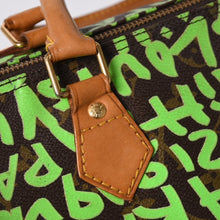画像をギャラリービューアに読み込む, LOUIS VUITTON ルイヴィトン スピーディ30 ハンドバッグ M93706 モノグラム グラフィティ グリーン PVC レザー 美品 中古 4a006017