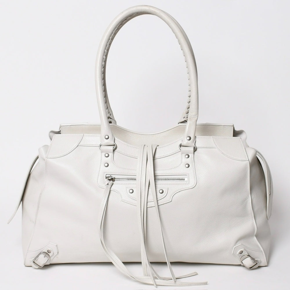 極美品 BALENCIAGA バレンシアガ ネオクラシック ラージサイズ トップハンドルバッグ ボストンバッグ 638531 ホワイト アイボリー 中古 4a005911