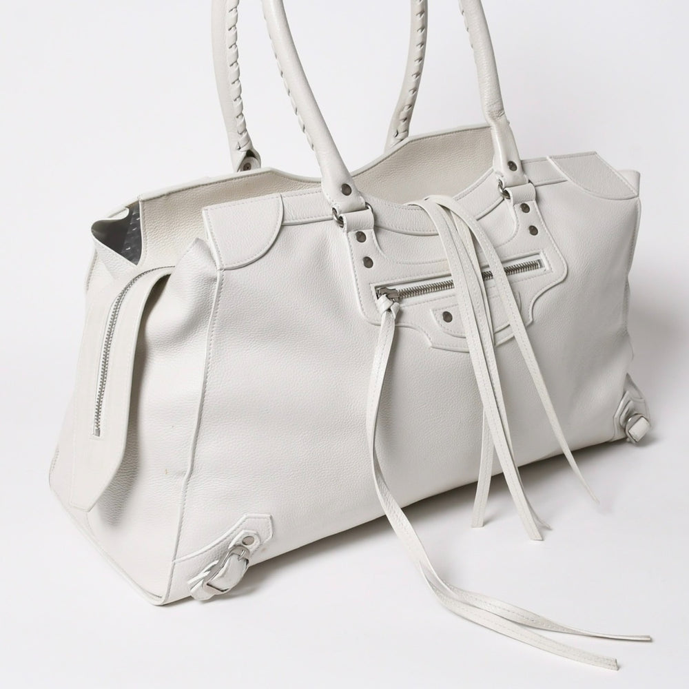 極美品 BALENCIAGA バレンシアガ ネオクラシック ラージサイズ トップハンドルバッグ ボストンバッグ 638531 ホワイト アイボリー 中古 4a005911