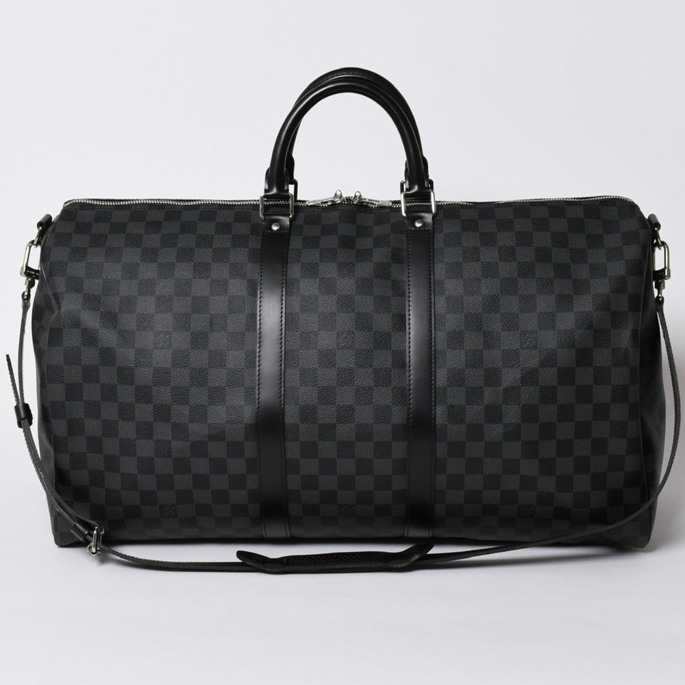 新品同様品 LOUIS VUITTON ルイヴィトン キーポルバンドリエール55 ボストンバッグ N41413 ダミエグラフィット ブラック 中古 4a006086