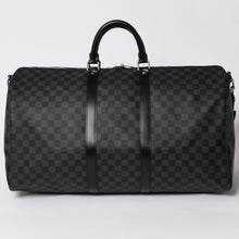 画像をギャラリービューアに読み込む, 新品同様品 LOUIS VUITTON ルイヴィトン キーポルバンドリエール55 ボストンバッグ N41413 ダミエグラフィット ブラック 中古 4a006086