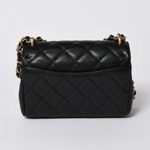 極美品 CHANEL シャネル Sフラップ Sチェーンショルダーストラップ ランダム番台 ココマーク キャビアスキン ブラック ゴールド金具 中古 4a006023