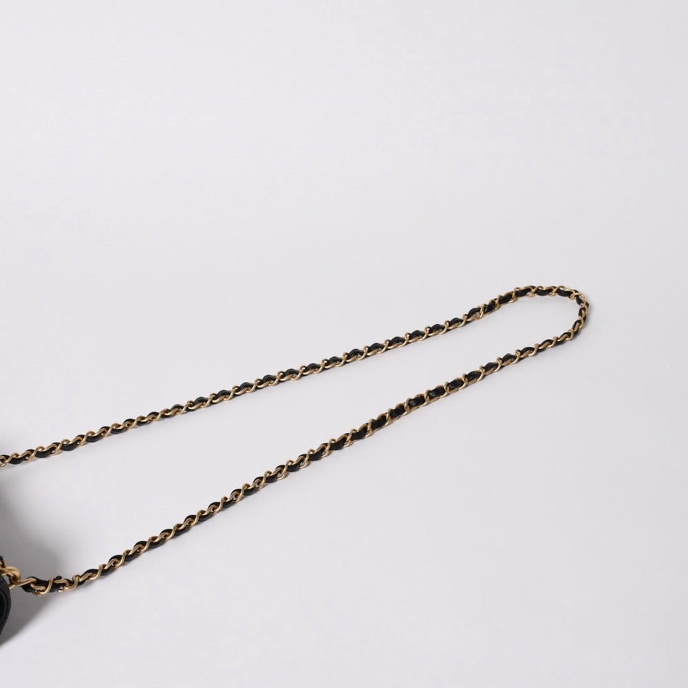 Very Good Condition CHANEL S Flap S Chain Shoulder Strap Random Number Coco Mark Caviar Skin Black Gold Hardware Used 4a006023