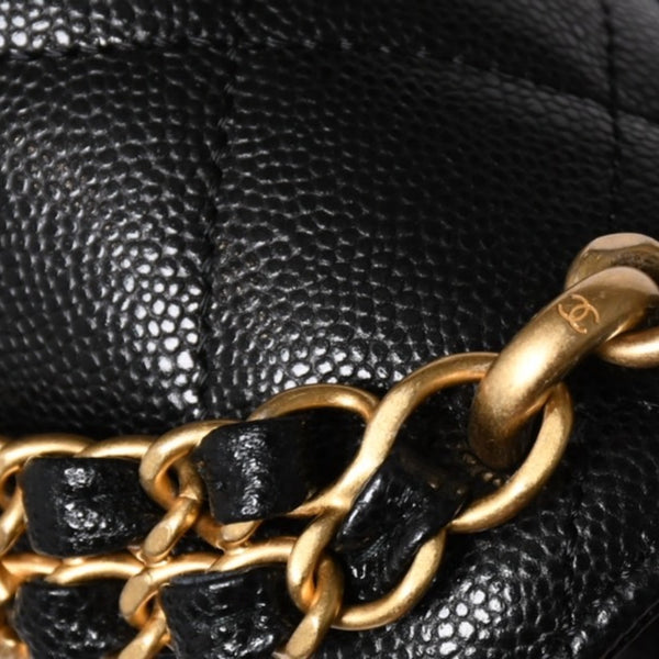 極美品 CHANEL シャネル Sフラップ Sチェーンショルダーストラップ ランダム番台 ココマーク キャビアスキン ブラック ゴールド金具 中古 4a006023