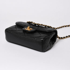 極美品 CHANEL シャネル Sフラップ Sチェーンショルダーストラップ ランダム番台 ココマーク キャビアスキン ブラック ゴールド金具 中古 4a006023