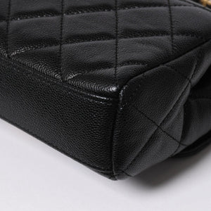 極美品 CHANEL シャネル Sフラップ Sチェーンショルダーストラップ ランダム番台 ココマーク キャビアスキン ブラック ゴールド金具 中古 4a006023