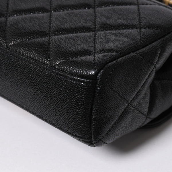 極美品 CHANEL シャネル Sフラップ Sチェーンショルダーストラップ ランダム番台 ココマーク キャビアスキン ブラック ゴールド金具 中古 4a006023