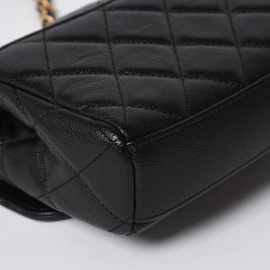 極美品 CHANEL シャネル Sフラップ Sチェーンショルダーストラップ ランダム番台 ココマーク キャビアスキン ブラック ゴールド金具 中古 4a006023