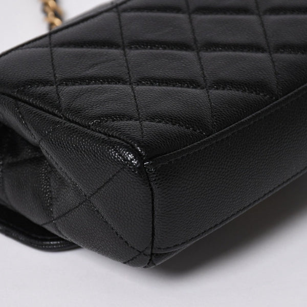 極美品 CHANEL シャネル Sフラップ Sチェーンショルダーストラップ ランダム番台 ココマーク キャビアスキン ブラック ゴールド金具 中古 4a006023