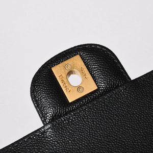 極美品 CHANEL シャネル Sフラップ Sチェーンショルダーストラップ ランダム番台 ココマーク キャビアスキン ブラック ゴールド金具 中古 4a006023
