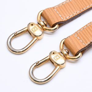 FENDI フェンディ ストラップ ショルダーストラップ レザー ベージュ ゴールド金具 FFロゴ スナップフック バッグ用 美品 中古 4a004953