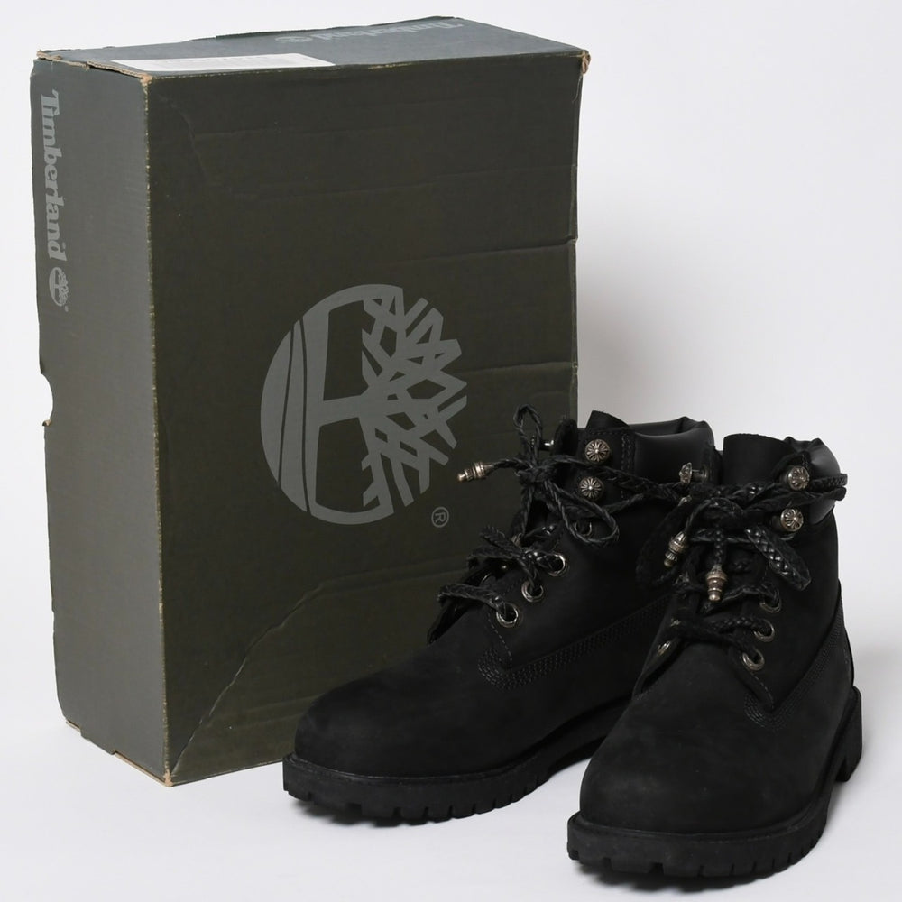 新品同様品 CHROME HEARTS クロムハーツ Timberland ティンバーランド コラボ ブーツ ブラック ダガー クロスボール サイズ6.5 中古 4a006031
