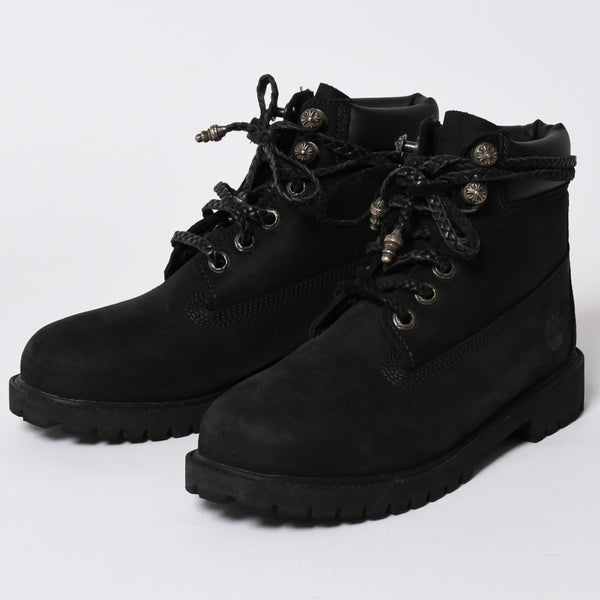 新品同様品 CHROME HEARTS クロムハーツ Timberland ティンバーランド コラボ ブーツ ブラック ダガー クロスボール サイズ6.5 中古 4a006031