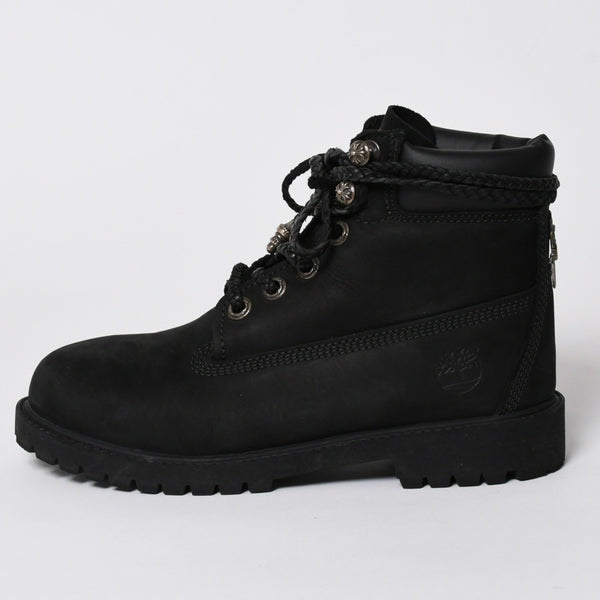 新品同様品 CHROME HEARTS クロムハーツ Timberland ティンバーランド コラボ ブーツ ブラック ダガー クロスボール サイズ6.5 中古 4a006031