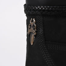画像をギャラリービューアに読み込む, 新品同様品 CHROME HEARTS クロムハーツ Timberland ティンバーランド コラボ ブーツ ブラック ダガー クロスボール サイズ6.5 中古 4a006031