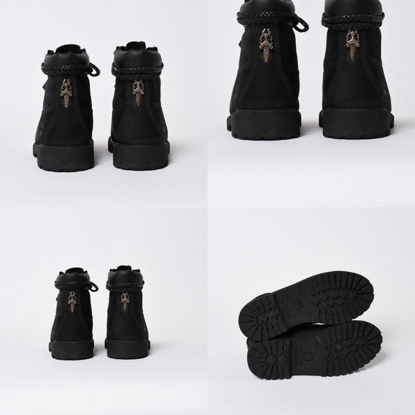 新品同様品 CHROME HEARTS クロムハーツ Timberland ティンバーランド コラボ ブーツ ブラック ダガー クロスボール サイズ6.5 中古 4a006031