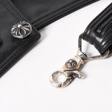 画像をギャラリービューアに読み込む, 極美品 CHROME HEARTS クロムハーツ レザーオーバーオール クロスボールボタン フレアパッチ ダガージップ ブラック レザー 925 中古 4a005919