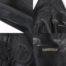 画像をギャラリービューアに読み込む, 極美品 CHROME HEARTS クロムハーツ レザーオーバーオール クロスボールボタン フレアパッチ ダガージップ ブラック レザー 925 中古 4a005919