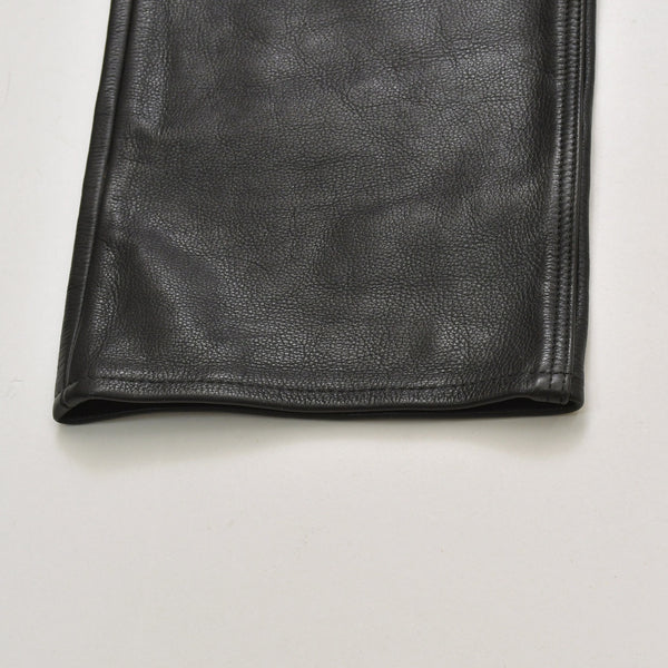 極美品 CHROME HEARTS クロムハーツ レザーオーバーオール クロスボールボタン フレアパッチ ダガージップ ブラック レザー 925 中古 4a005919