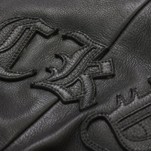 極美品 CHROME HEARTS クロムハーツ レザーオーバーオール クロスボールボタン フレアパッチ ダガージップ ブラック レザー 925 中古 4a005919