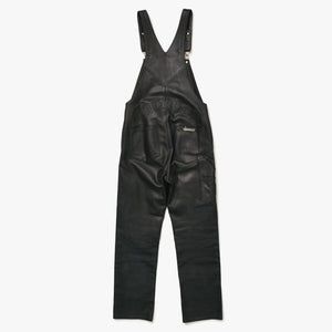 極美品 CHROME HEARTS クロムハーツ レザーオーバーオール クロスボールボタン フレアパッチ ダガージップ ブラック レザー 925 中古 4a005919