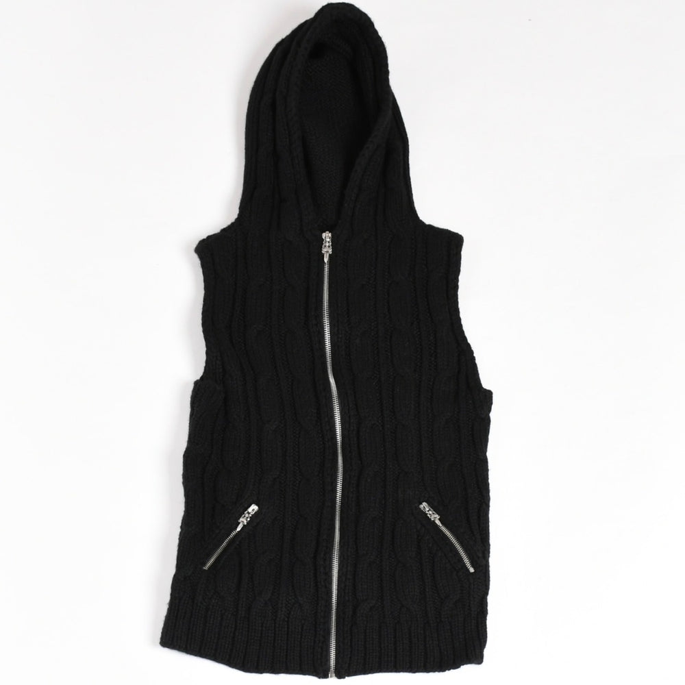 極美品 CHROME HEARTS クロムハーツ カシミヤ ノースリーブ ニットトップス ニットベスト シルバー925 ブラック サイズS 中古 4a005746