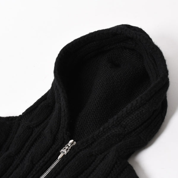 極美品 CHROME HEARTS クロムハーツ カシミヤ ノースリーブ ニットトップス ニットベスト シルバー925 ブラック サイズS 中古 4a005746