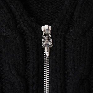 極美品 CHROME HEARTS クロムハーツ カシミヤ ノースリーブ ニットトップス ニットベスト シルバー925 ブラック サイズS 中古 4a005746