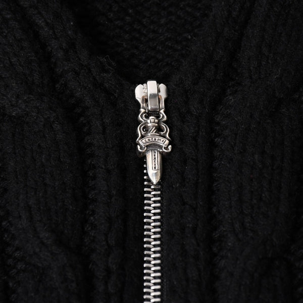 極美品 CHROME HEARTS クロムハーツ カシミヤ ノースリーブ ニットトップス ニットベスト シルバー925 ブラック サイズS 中古 4a005746