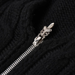 極美品 CHROME HEARTS クロムハーツ カシミヤ ノースリーブ ニットトップス ニットベスト シルバー925 ブラック サイズS 中古 4a005746