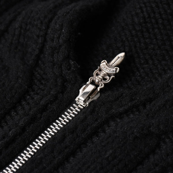 極美品 CHROME HEARTS クロムハーツ カシミヤ ノースリーブ ニットトップス ニットベスト シルバー925 ブラック サイズS 中古 4a005746
