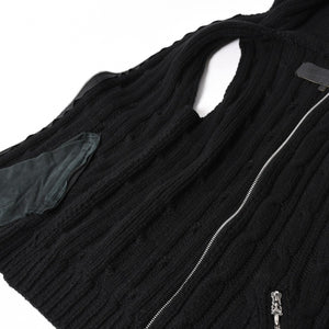 極美品 CHROME HEARTS クロムハーツ カシミヤ ノースリーブ ニットトップス ニットベスト シルバー925 ブラック サイズS 中古 4a005746