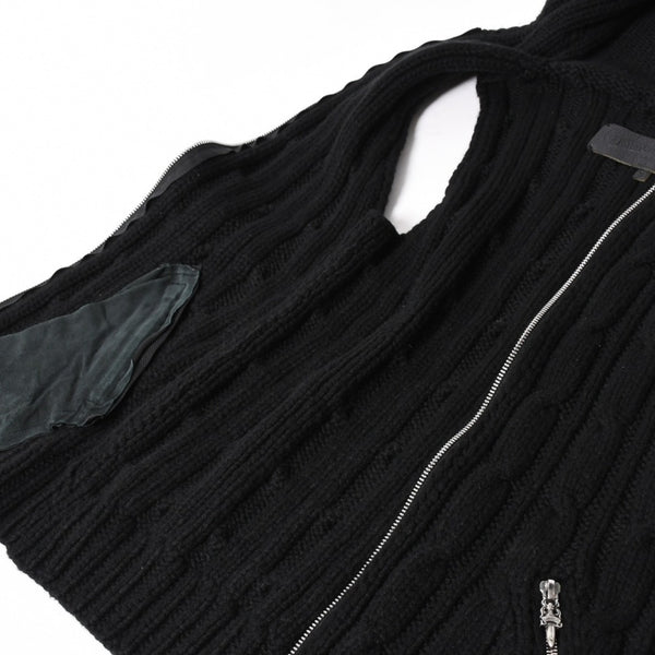 極美品 CHROME HEARTS クロムハーツ カシミヤ ノースリーブ ニットトップス ニットベスト シルバー925 ブラック サイズS 中古 4a005746