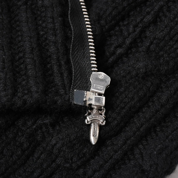 極美品 CHROME HEARTS クロムハーツ カシミヤ ノースリーブ ニットトップス ニットベスト シルバー925 ブラック サイズS 中古 4a005746