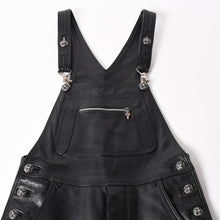 画像をギャラリービューアに読み込む, 極美品 CHROME HEARTS クロムハーツ レザーオーバーオール クロスボールボタン フレアパッチ ダガージップ ブラック レザー 925 中古 4a005919