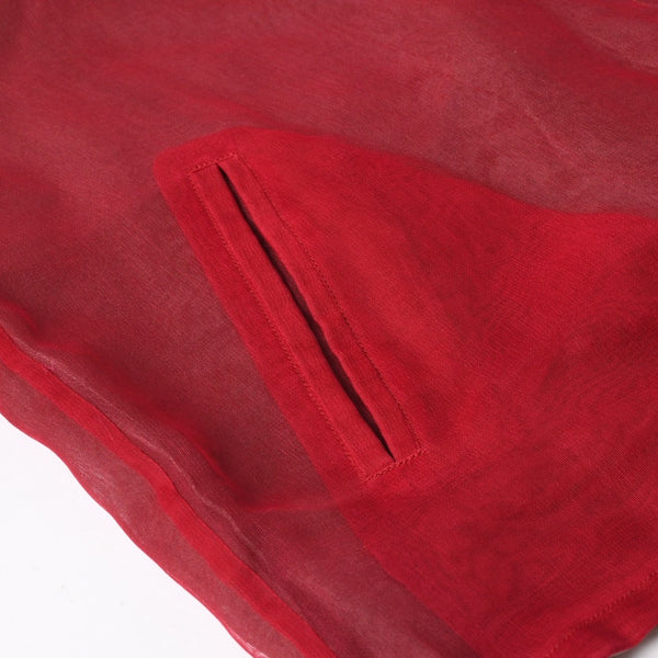 極美品 YOHJI YAMAMOTO POUR HOMME ヨウジヤマモト プールオム シースルーシャツ HE-Y-25-825 杖村サエコ 女優 ピンナップ期 レッド 3サイズ 中古 4a004784